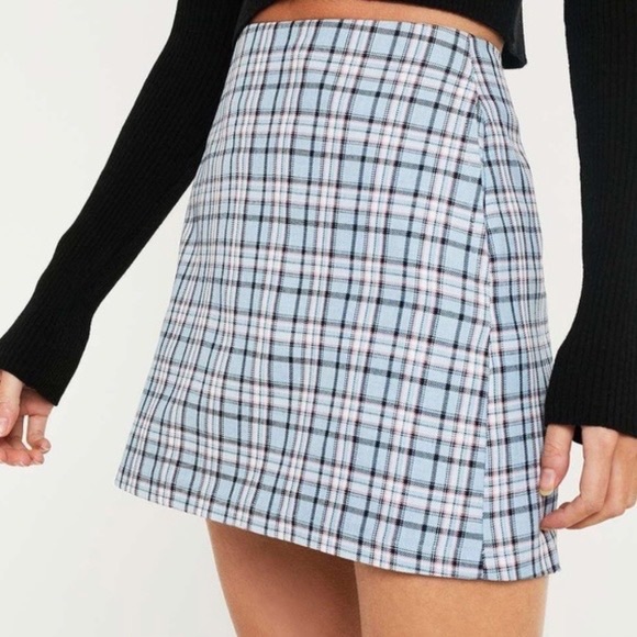 Urban Outfitters Dresses & Skirts - Urban Outfitters Blue Plaid Pelmet High Rise A-Line Mod Mini Skirt Size Small